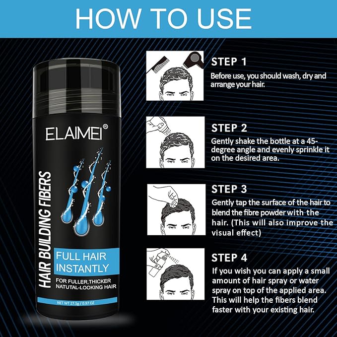 RoseFlower Hair Fibers for Thinning Hair Unisex, Waterproof Undetectable Natural Instant Conceals Thicken Thinning Balding Hair Areas Hairline 15 Sec, Look Younger, Men Women, Black + Medium Brown