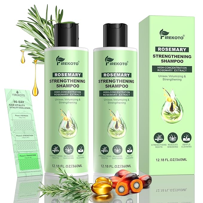 Rosemary Biotin Shampoo 2-Pack (90-Day Supply) - Hair Thickening & Strengthening System - Sulfate Free, Color Safe Treatment for Thinning Hair - with Tracker Chart - 24.36 fl oz Total