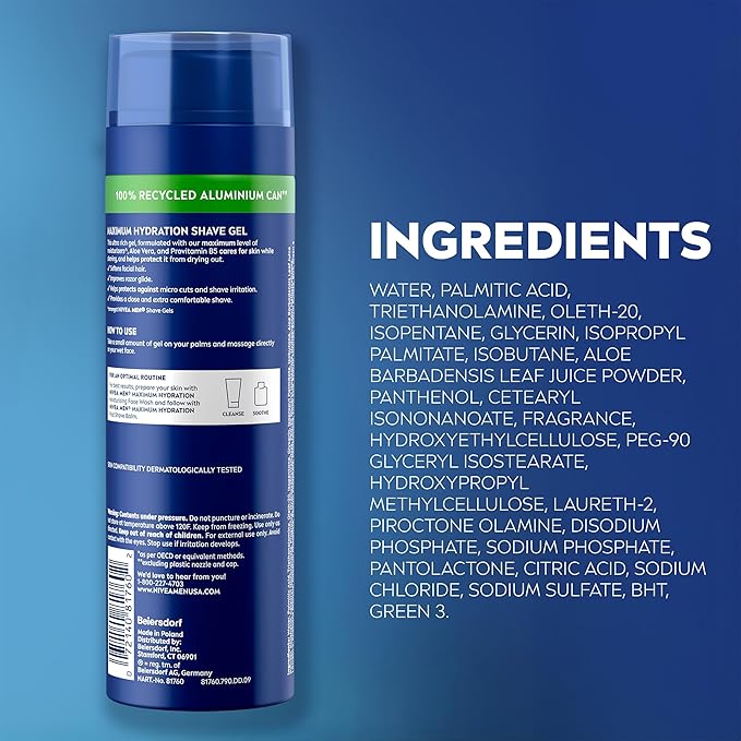 NIVEA MEN Maximum Hydration Shave Gel, with Aloe Vera and Provitamin B5, Shaving Gel for Men, 7 Oz Can, Pack of 3