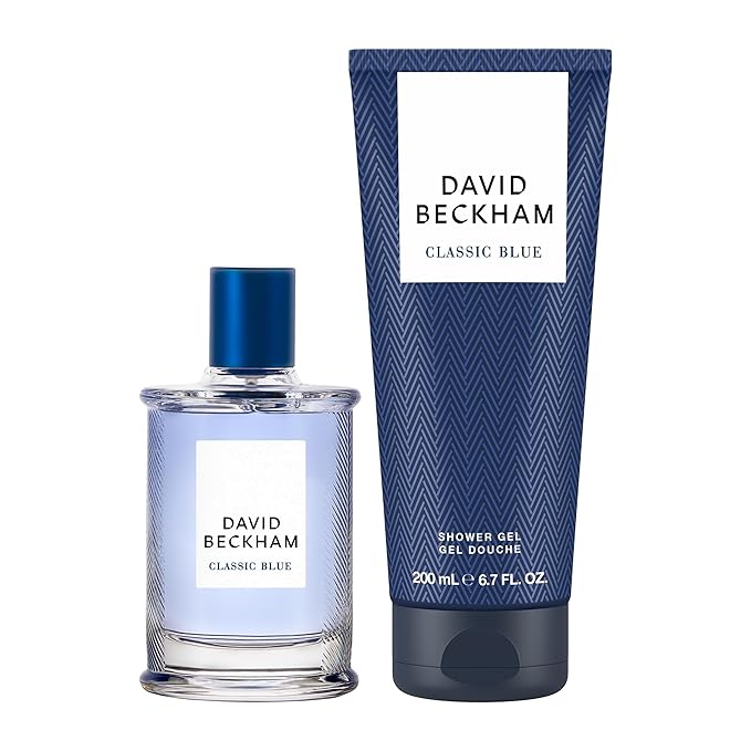 David Beckham Classic Blue Giftset 1.6 fl oz EDT + 6.7 fl oz Shower Gel, Notes of Pineapple, Apple Sage, and and Cashmere Wood, Men's Fragrance, Long Lasting, Everyday Fragrance