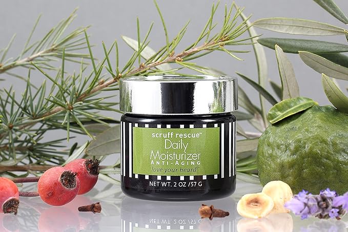 SCRUFF RESCUE Daily Moisturizer, Face Cream for Men, Designed to Soak In & Feed Your Face Organic Rosehip Seed Retinoic Acid for Anti-Aging and Anti Wrinkle Results. Natural Woodsy-Citrus Aroma, 2 oz