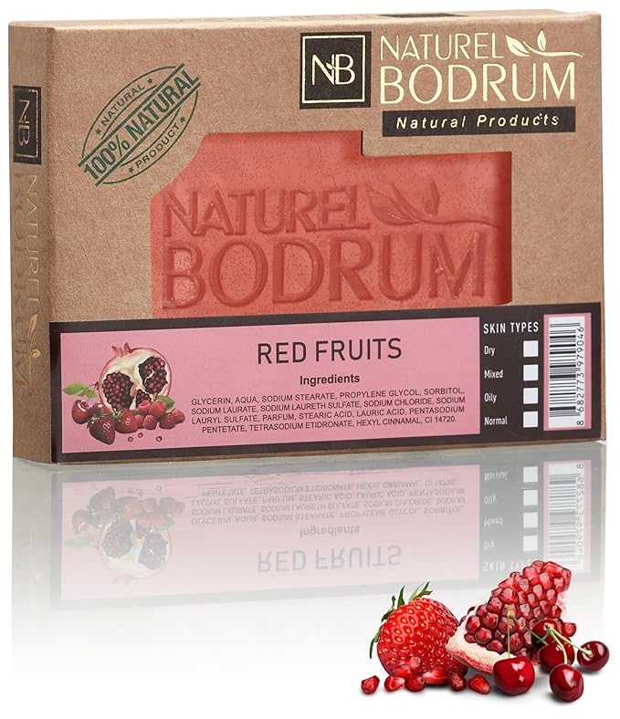 Red Fruits Organic Soap Bar for Women and Men - Glycerin Soap Bar, Antioxidant Red Fruits Extract Bar Soap for Refreshed Skin - Natural & Vegan Spa Gift, for All Skin Types