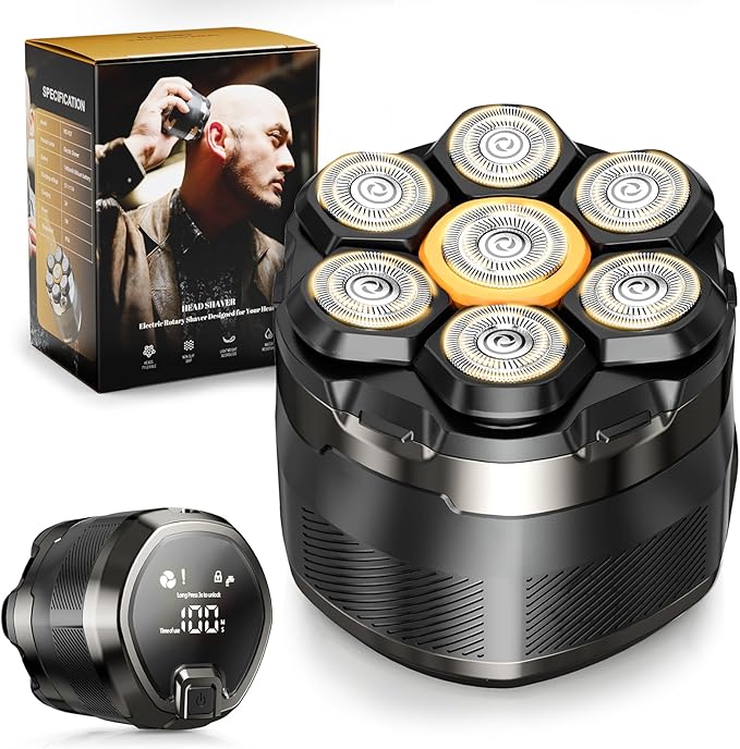 Head Shaver for Bald Men: 7D Electric Bald Razor -Wet Dry Shaving - Professional Grooming Kit for Balder with Type-C Charge - Detachable Head Shavers for Scalp/Face/Beard