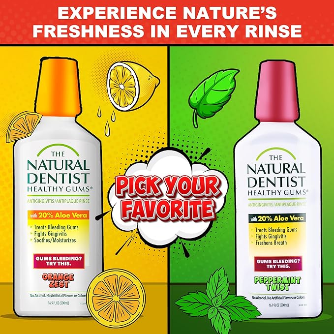 The Natural Dentist Healthy Gums Mouth Wash, Orange Zest, 16.9 Fl Oz (Pack of 2)