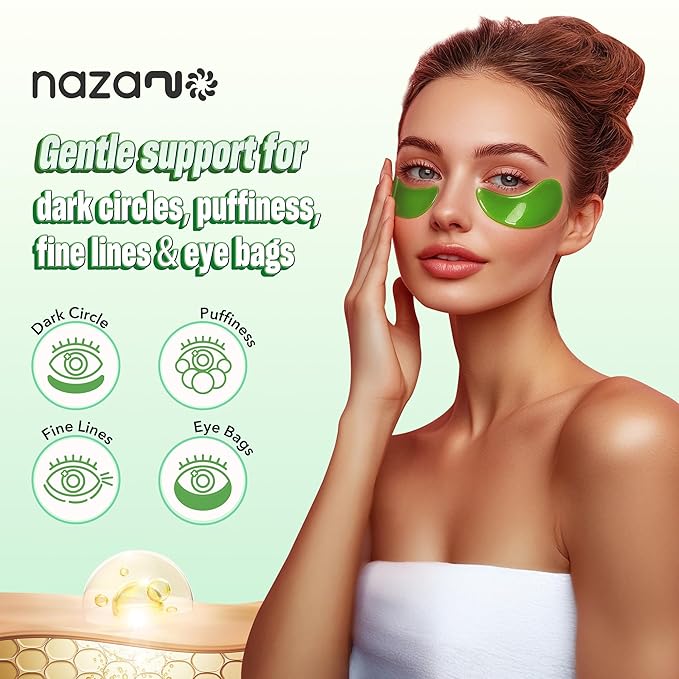 Under Eye Patches - 60 Pack for Puffy Eyes, Dark Circles, Bags & Wrinkles with Hydrolyzed Collagen & Hyaluronic Acid - Eye Care Pads for Daily Skincare (Green)