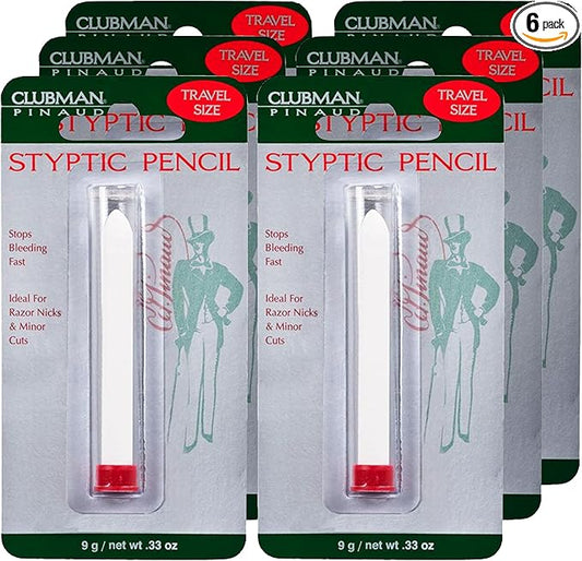 Clubman Pinaud Travel Size Styptic Pencil, Quick Nick & Cut Healing for Shaving, 0.33 Oz (Pack of 6)