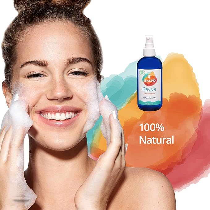 Revive Facial Cleanser, Natural Face Wash with Marine Actives (Sea Kelp), Aloe Vera and Natural Skin Nourishing Ingredients, Gentle, Non-Drying and Non-Oily, Vegan Face Wash for Women and Men, 8 fl oz