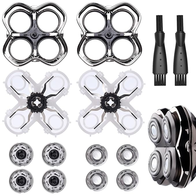 2Pack Pro 4 Shaver Replacement Heads Compatible with Skull Pitbulls Gold PRO, Silver PRO, Platinum PRO Head Shavers, Electric Shaver Half Head for Men/Women (2 PACK FOUTE)