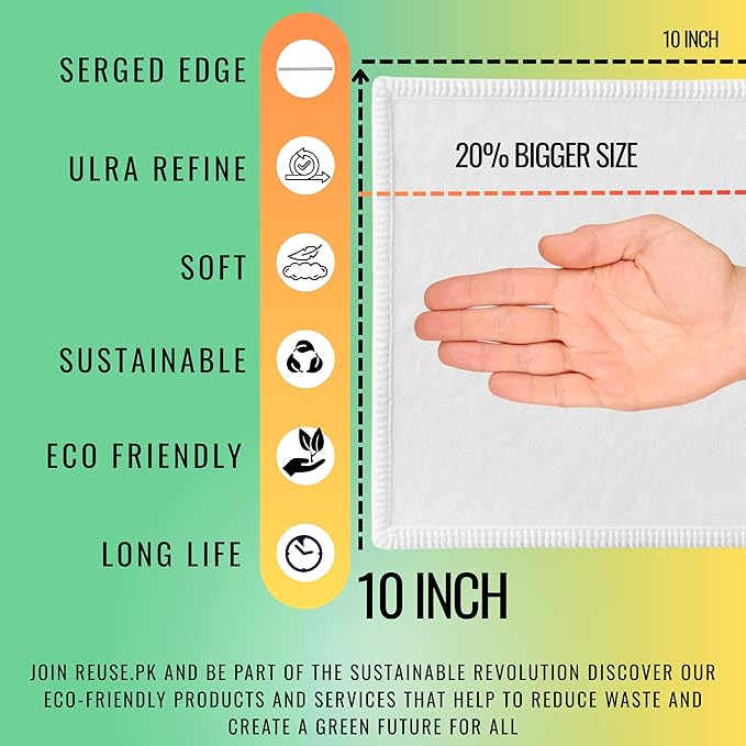 12 Reusable Tissues with 1 extra tissue, Travel Size Cloth Tissue Pack Made of Soft Cotton- Washable Facial White handkerchiefs - Eco Friendly Fabric with Zero Waste Cloths