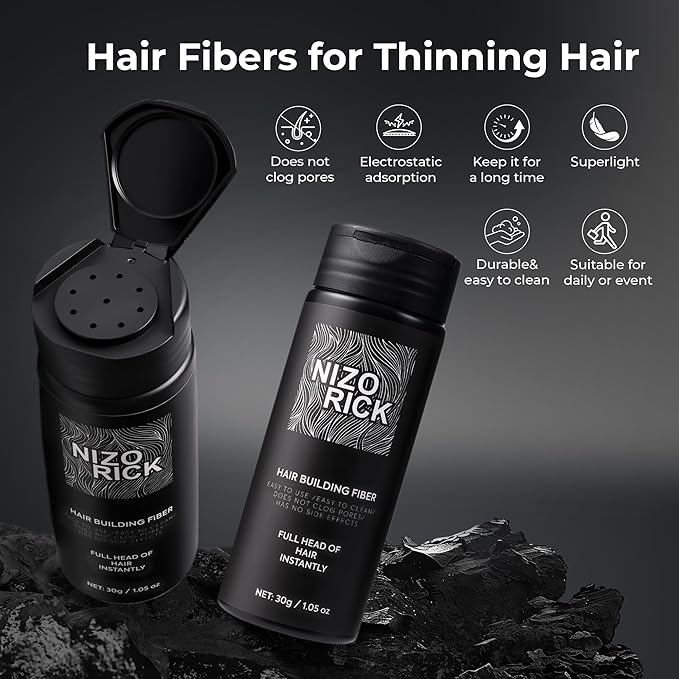 Hair Fibers for Thinning Hair,Hair Building Fibers Instantly Thicker & Fuller Look,Conceals Hair Loss Fill In Fine Hair Powder for Women and Men(30g/1.05oz) (Light Brown)