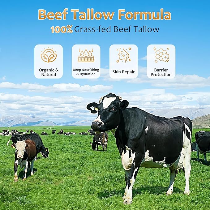 Mineral Sunscreen with Non-Toxic Zinc Oxide SPF 50, Organic Natural Beef Tallow Sunblock with Honey Beeswax, Non Greasy Formula for Face, Body and Skin