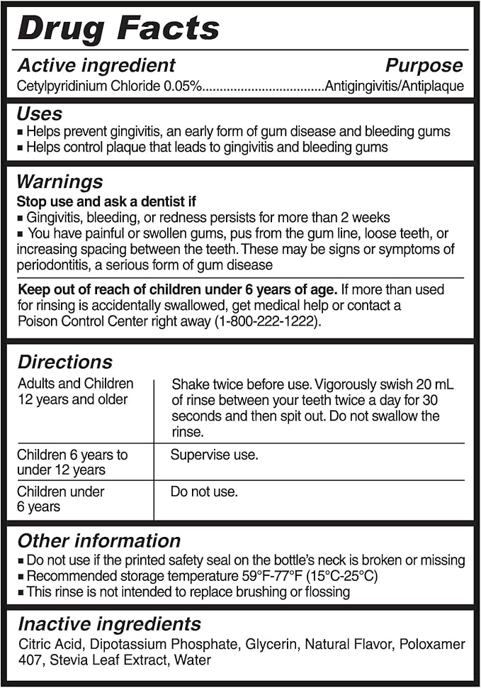 Twice Gum Shield Antigingivitis Mouthwash with 0.05% CPC – Alcohol & Fluoride-Free Oral Rinse to Help Prevent Gingivitis & Control Plaque, Shield Mint, 20 Fl Oz (Pack of 2)