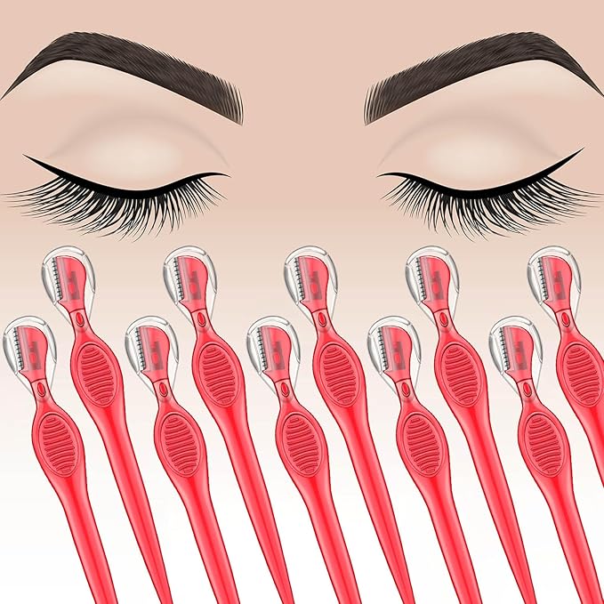 Mudder 28 Pcs Eyebrow Razor Knife Shaver Trimmer Shaver Multipurpose Exfoliating Tool Facial Hair Removal for Women Valentine Gift Giving(Red)