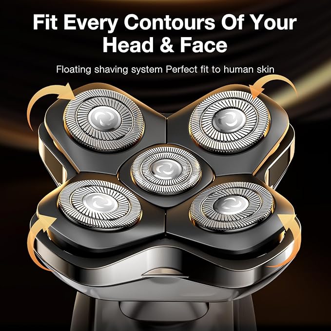 5D Head Shavers for Bald Men - 6 in 1 kensen Upgraded Magnetic Head Body Shaver for Mens, Christmas Gift Wet/Dry Bald Head Shavers for Men IPX6 Waterproof LED Display USB-C Charge Head Razors for Bald