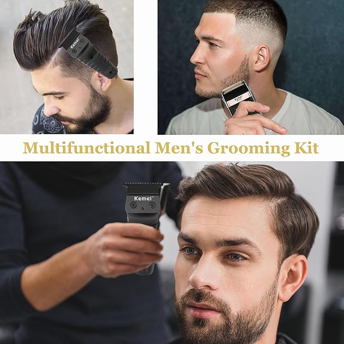 KEMEI Hair Trimmer for Men Professional & Waterproof Foil Shaver with Replaceable Foil Mesh, Zero Gapped Hair Clippers, Cordless Electric Razor for Men, Mens Grooming Shaving Kit, KM 2299, KM 2024