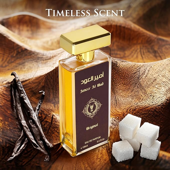 Ameer Al Oud for Men & Women - Wood, Oriental Earthy Fragrance - Top Notes of Agarwood, Vanilla & Sweet Sugar - Base Scents of Sandalwood & Herbal - Free of Paraben - Elegant 100ml Bottle