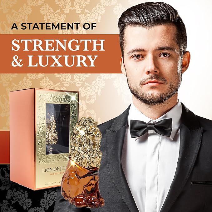 LION OF JUDAH Mighty King - Long-Lasting EDP Fragrance Comes in Elegant Lion-Shaped Glass Bottle - Men's Cologne with Cinnamon, Dry Wood & Vanilla Notes (90ml)