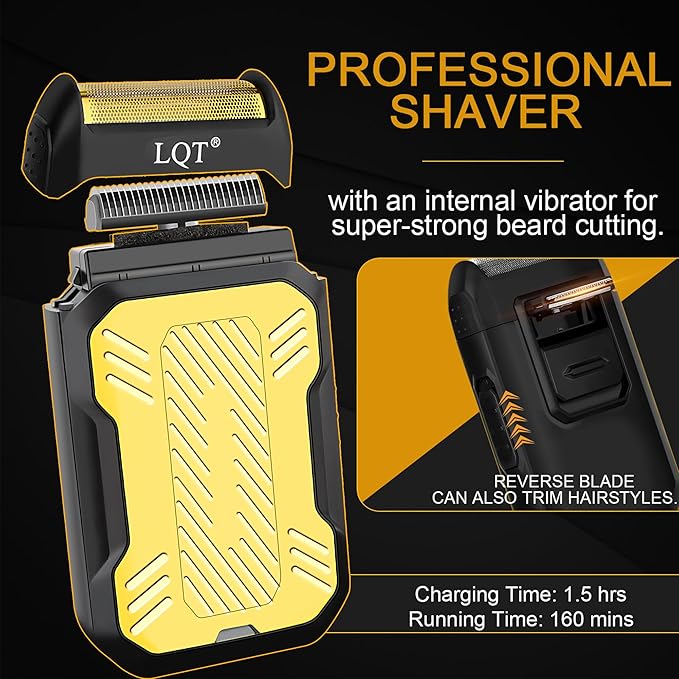 Professional Cordless Hair Clippers and Precision Beard Trimmer Set for Men, Barber-Grade Grooming Kit with Foil Shaver & USB Rechargeable Hair Cutting Machine, LED Display, Gifts for Men,Home Use