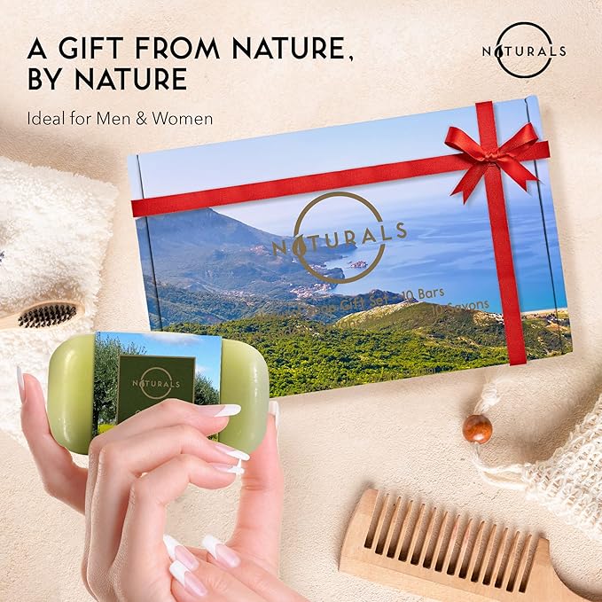 O NATURALS 100% Natural Bar Soap - Gift Set - Organic Ingredients & Essential Oils - Spa Gifts for Women & Men, Body Wash & Face Soap - 10PC Variety Soaps Collection