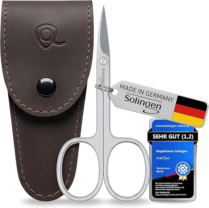 Solingen Nail Scissors Curved Blade – Precision German Steel for Fingernails & Toenails, Manicure & Pedicure, Extra Sharp with Stylish Storage Case