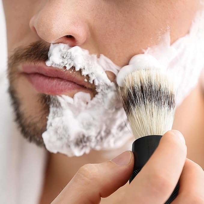 Bambaw - Synthetic Shaving Brush Black | Best Ingrown Hair Treatment | Wet Shaving Brush Shave Brush| Shaving Brush Metal Handle | Your Razor Bump Treatment