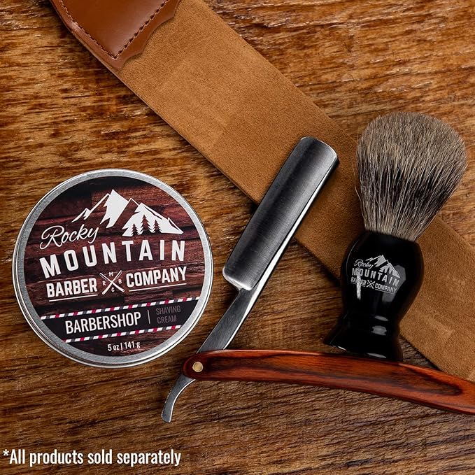 Shaving Cream for Men - Barbershop Scent - Thick Lather for Traditional and Cartridge Shaving by Rocky Mountain Barber Company - 5oz Tin