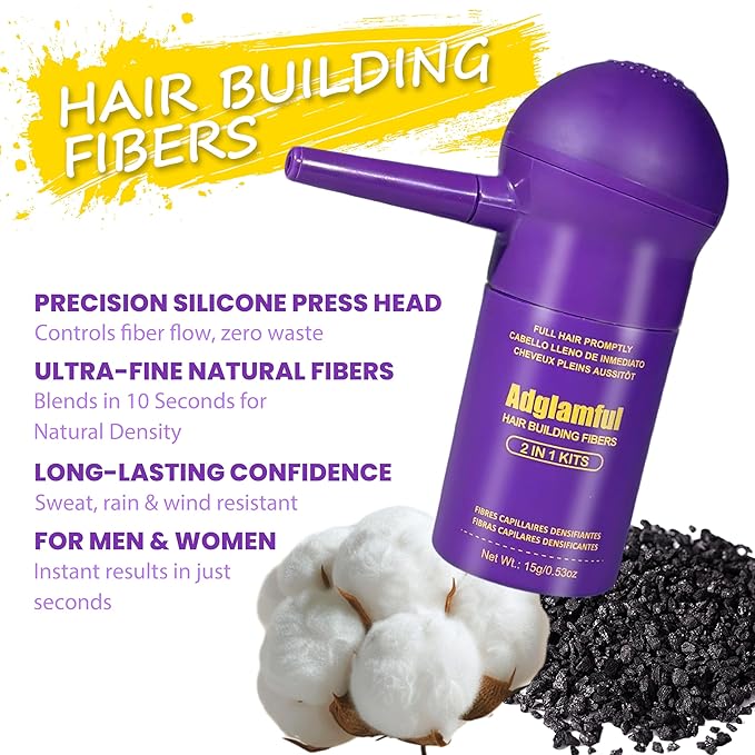 Hair Building Fibers, Hair Fibers for Thinning Hair with Spray Applicator, Long-lasting Natural Fuller Look, Instantly Thicker Hair for Women & Men (Dark Brown, 15g)
