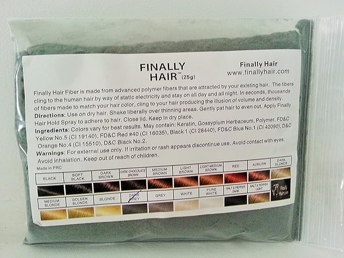 Hair Building Fibers Dark Grey 25 Grams Refill Your Existing Bottle. Highest Grade Fiber by Finally Hair (Dark Gray)