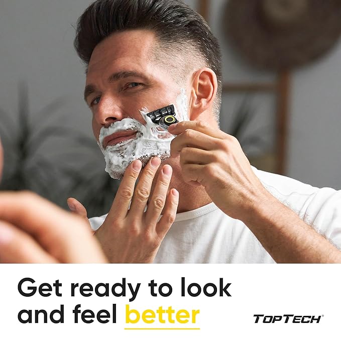 TopTech ULTRA 5 Razors for Men - Replaceable Cartridges for Manual Shaving Razor, 5 Blades Technology Refills - 8 Count Pack - Fits Gillette Fusion - Soft Shave & Sharp - Cost-effective Refill