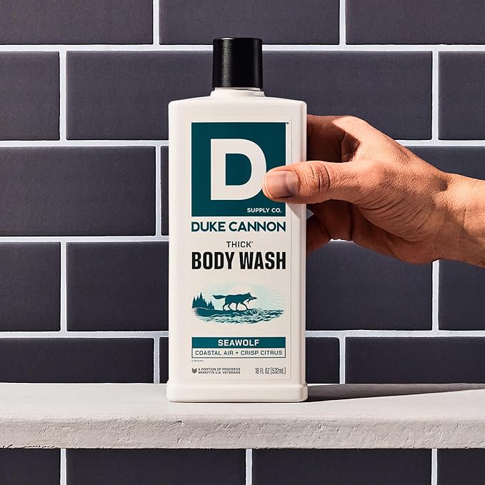 Duke Cannon Supply Co. Thick High Viscosity Body Wash – 3X Thicker, Plant-Based, Mineral-Enriched for Men – Shower Gel – Men’s Body Scrub – Seawolf 3 Pack – 18 oz