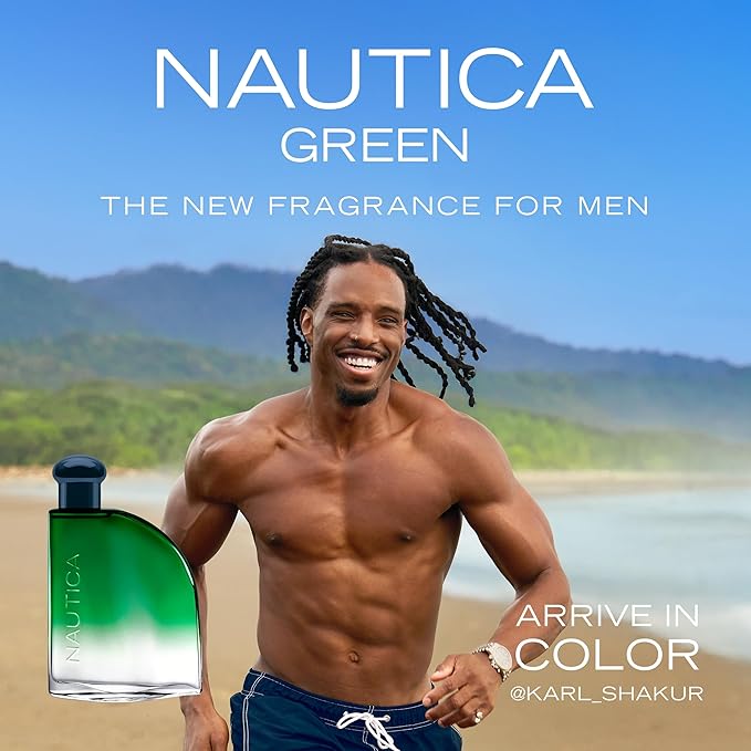 Nautica Color Green Eau de Toilette for Men, Woody Fougere Fragrance, Notes of Ginger, Geranium and Vetiver, 1.6oz