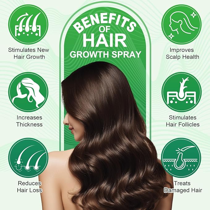 Hair Growth Serum Spray, Natural Hair Growth Spray With Biotin, Batana, Rosemary, and Castor Oil, Caffeine Ginseng Scalp Care Treatment, Thinning Hair Regrowth Thickening for Women Men 4 Fl Oz