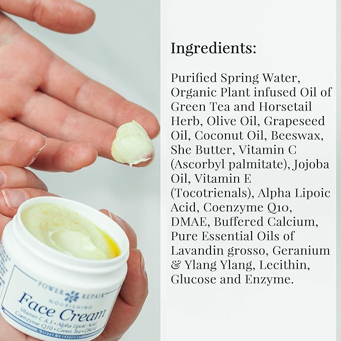 Peak Scents Anti-Aging Face Cream - Nourishing Antioxidant Moisturizer for Women - Anti Wrinkle and Anti Aging Cream for Skin - Green Tea, Grape Seed Oil, Vitamins C & E (1.75 Oz)