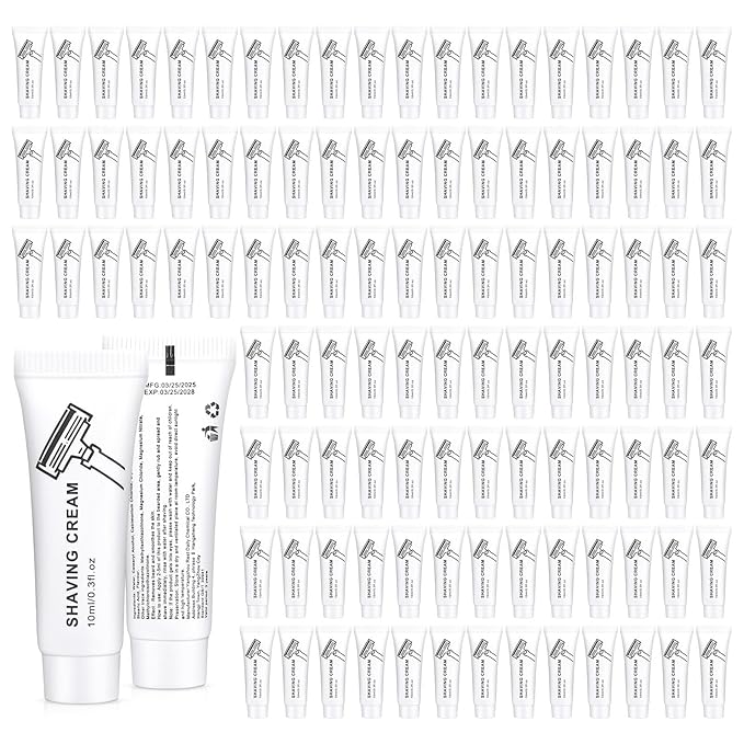 Shaving Cream Bulk, 10ml/0.35fl Oz Travel Shaving Cream, Individually Packaged, Suitable For Travel, Hotel, Home, Camping, Charity, Homelessness (200-PACK)