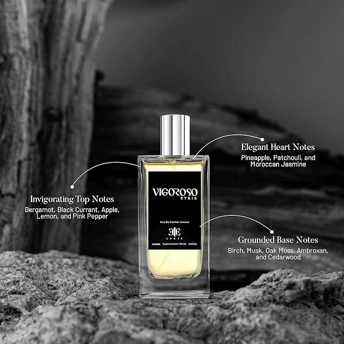 Vigoroso Men's Cologne Eau De Parfum 3.4 Fl Oz - Bold & Energizing Scent - Long-Lasting Fragrance for Men