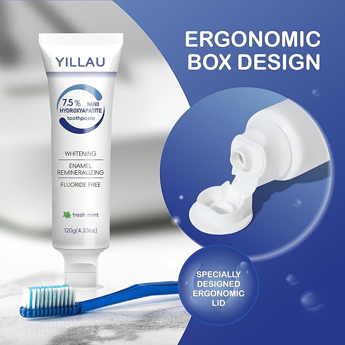 Hydroxyapatite Toothpaste, Nano Hydroxy 7.5%, Fluoride Free, for Sensitive Teeth Enamel Protection, Dent Whitening, Remineralizing, Nano Hydroxyapatite Toothpaste, Dent Protection, Fresh Breath
