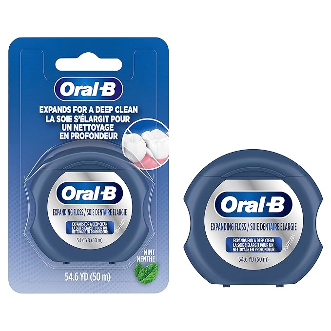 Oral-B Expandable Dental Floss, Mint, Expands for A Deep Clean, 6 Pack (50M)