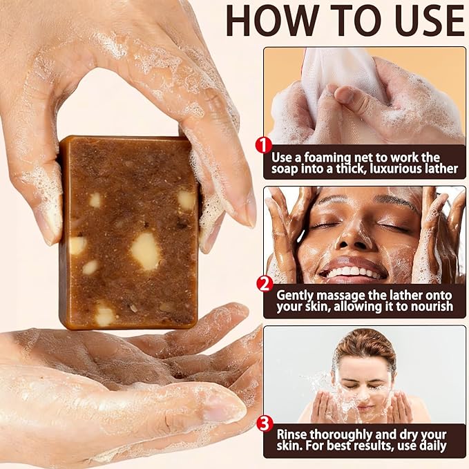 African Black Soap– Raw African Black Soap Bar Moroccan Black Soap Hydrates Dry Skin for All Skin Types, Supports a More Even-Looking Skin Tone for Face & Body Wash