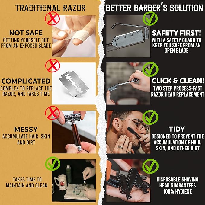 Patented Professional Straight Razors for Men - Barber Razor for Shaving with 11 Disposable Blades - Easy to Use and Replace Mens Straight Razors for Home Use, Ideal Gift for Dad by Better Barber