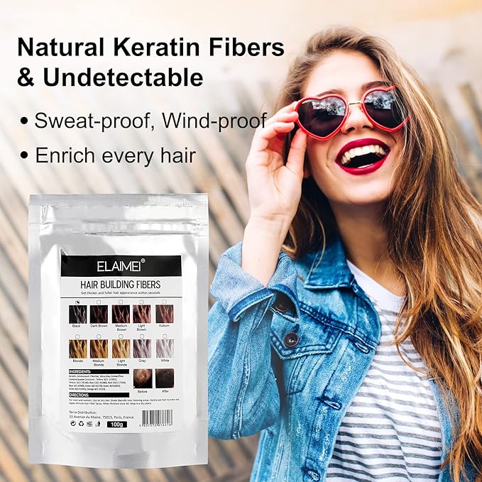 Hair Fibers Spray Refill Powder 100 Grams,Black,Thinning Fine Hair Loss Concealer,Undetected & Unscented,Refill Exsiting Shaker Bottle