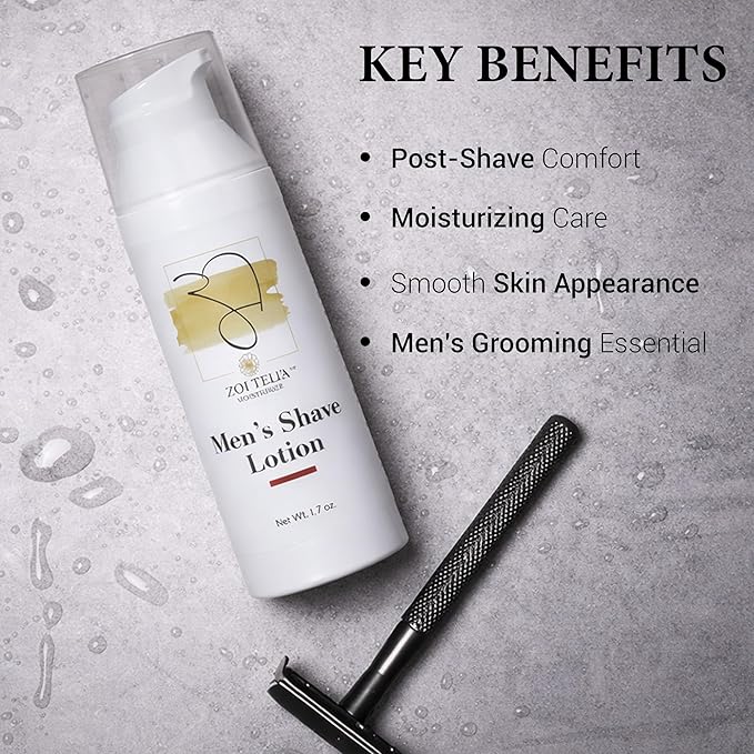 Zoi Teli'a Men’s After Shave Lotion Balance Deep Moisturize, Hydrate & Gentle on Skin with Cucumber, Coconut Oil & Glycerin - Fast Absorbing, Non-Sticky Skin Care Formula for Daily Use – 1.7 Oz