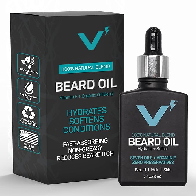 VOLT Lube Beard Oil - Natural Vegan Formula with Jojoba & Argan Oil, 1 Oz (30ml) Glass Bottle, Buffalo Chip Scent