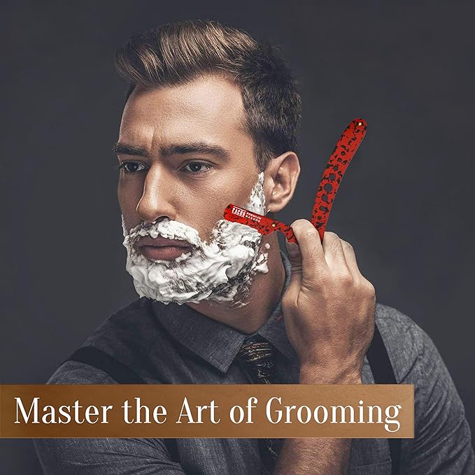 Facón Straight Razors for Men - Professional Barber Straight Edge Razor Kit with 100 Blades, Classic Stainless Steel Barbero Shaver for a Smooth & Precise Shave, Premium Barber Razor for Men's Shaving