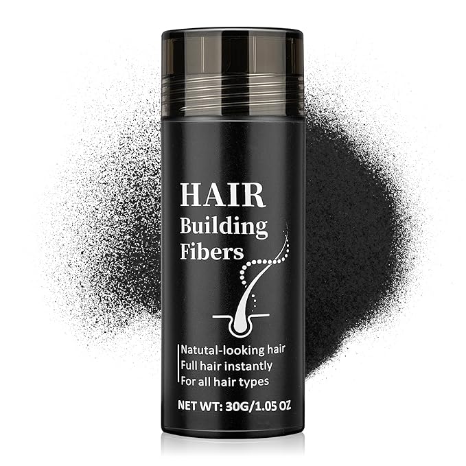 AWCCXMYM Hair Building Fibers for Thinning Instant Coverage Hair Fibers for Women & Men Natural Texture Undetectable Hair Fiber for Thickener and Fuller Look 30g #Black