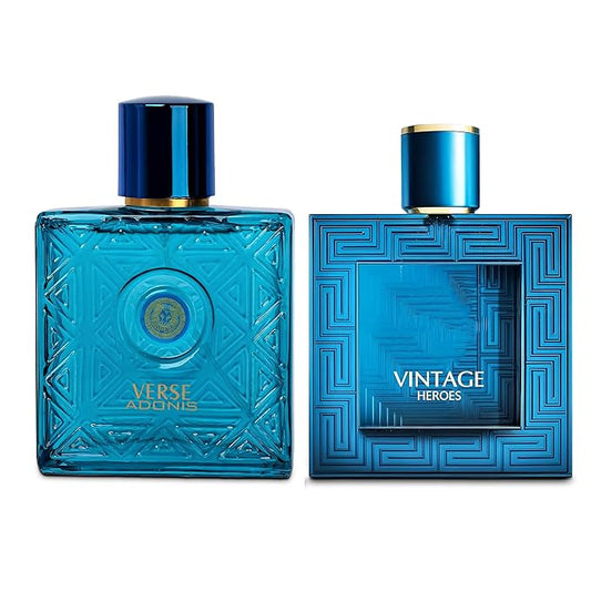 Verse Adonis&Vintage Hero Combo Men Cologne 3.4 Fl. Oz Men's Perfume Refreshing Combination of Woody Floral & Fruity Scents Eau De Parfum for Men Lasts All Day Best Gift for Any Occasion