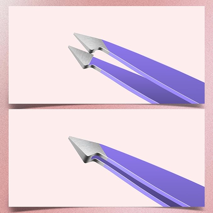 MARKHOR® Purple Petal Eyebrow Tweezers for Women Facial Hair, Splinter and Ingrown Hair Removal Tweezers Set, Professional Pointed and Slant Tweezers for Eyebrows, Precision Tweezers for Eyebrows