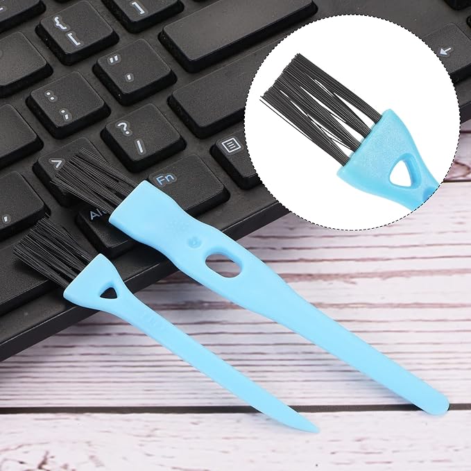 MECCANIXITY Shaver Brush Cleaning Tools with Blue Handle Black Nylon Bristles 2 Sizes for Keyboard, Window Track, Vent Outlet, Home, Office, 8 Pack