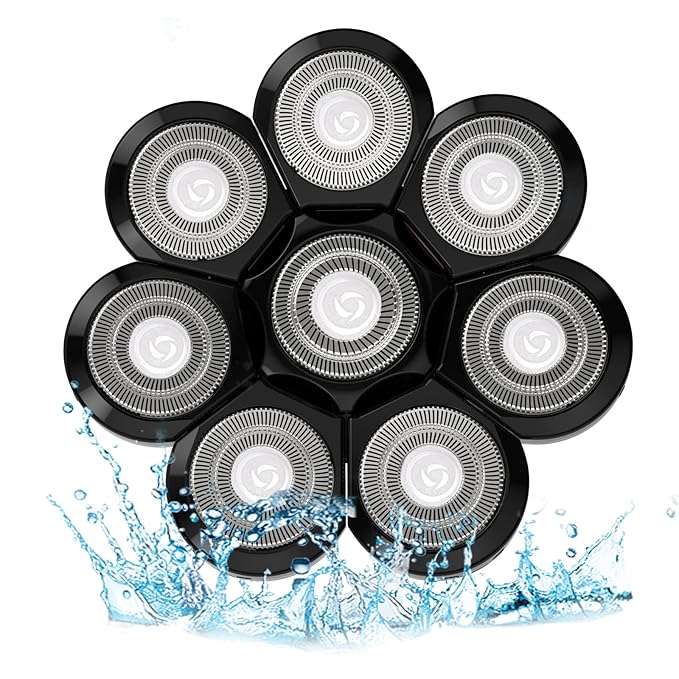 Sjpzwcrl Electric Shaver Replacement Heads 8D - 8 Blades Black Universal Stainless Steel Rotary Blade Refills for Bald Head Razor for Men