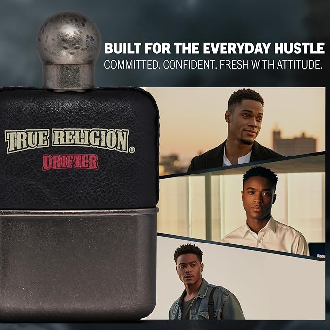 True Religion for Men Drifter Scent - Mens Cologne, Long Lasting Perfume, Men's Fragrance, Eau de Toilette Spray with Notes of Bergamot, Sage & Vetiver - 3.4 fl oz / 100 ml