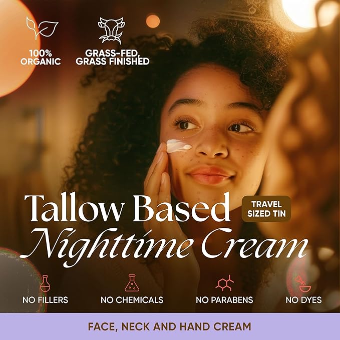 Eat My Face Grass Fed Tallow Night Cream for Face – Hydrating Anti Wrinkle Cream for Face with Shea Butter, Cocoa Butter & Vitamin E | Anti Aging Men & Women Restorative Night Moisturizer, 4.0 fl oz